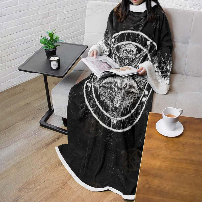 Skull Sigil Of Baphomet SED-0537 Sleeved Blanket