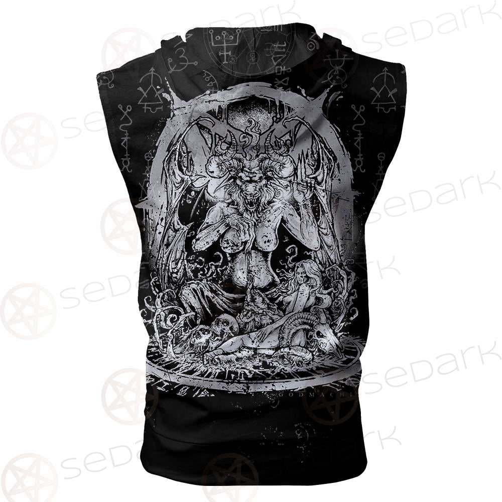 Skull Sigil Of Baphomet SED-0537 Zip Sleeveless Hoodie