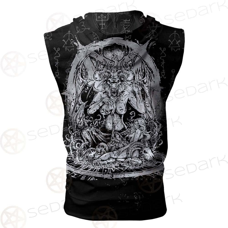 Skull Sigil Of Baphomet SED-0537 Zip Sleeveless Hoodie