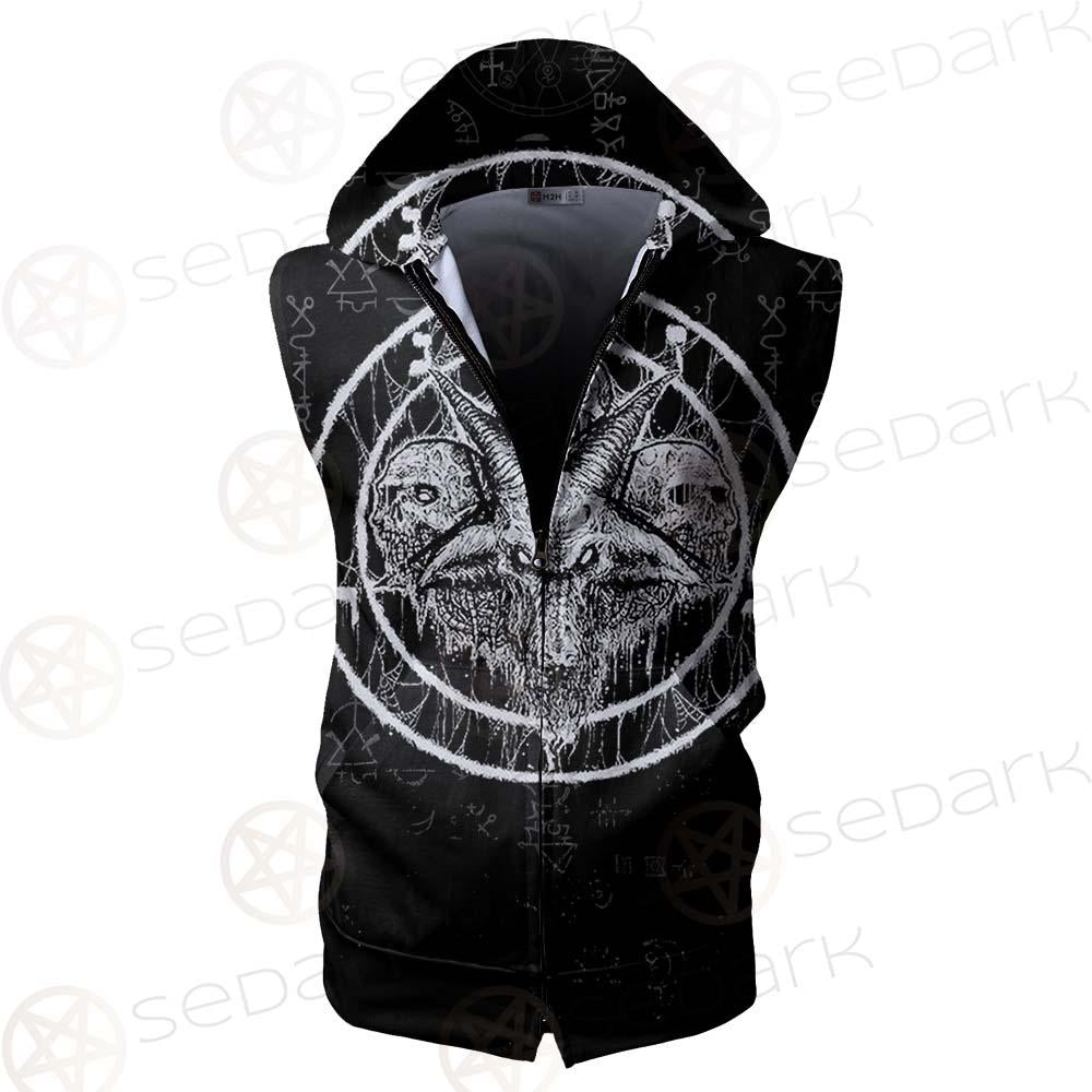 Skull Sigil Of Baphomet SED-0537 Zip Sleeveless Hoodie