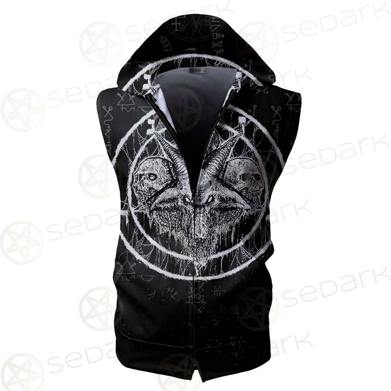 Skull Sigil Of Baphomet SED-0537 Zip Sleeveless Hoodie
