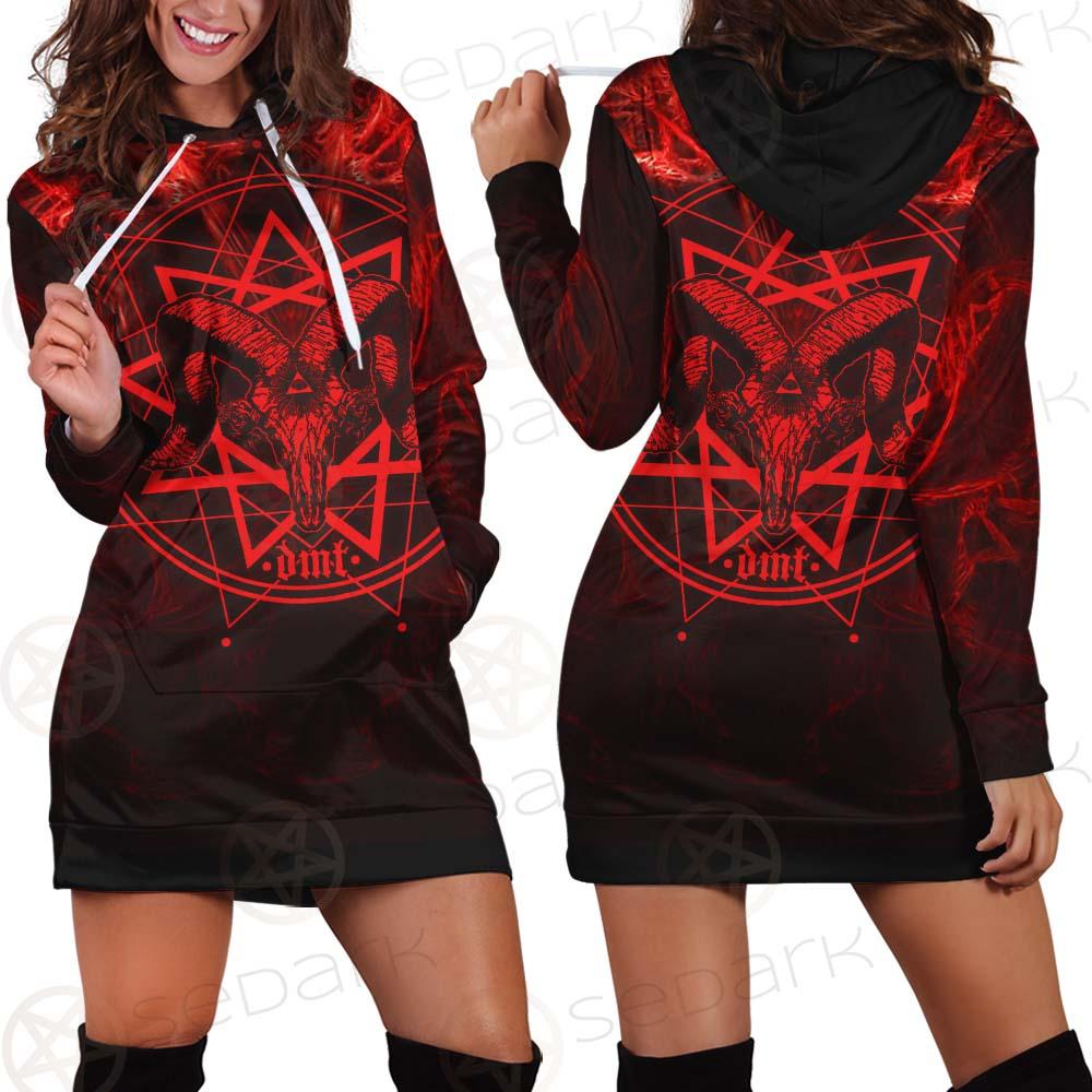Satanic Burning Fire Flame SED-0585 Hoodie Dress