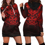Satanic Burning Fire Flame SED-0585 Hoodie Dress