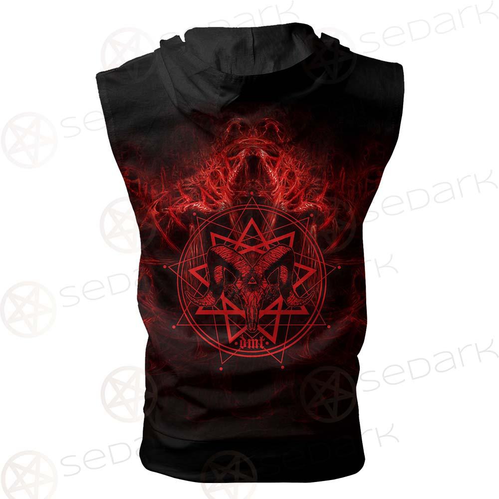 Satanic Burning Fire Flame SED-0585 Zip Sleeveless Hoodie