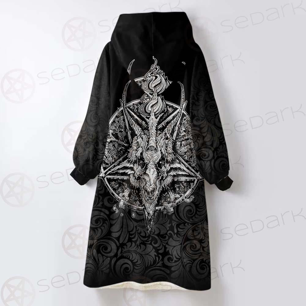 Baphoment And Satanic Symbols SED-0606 Oversized Sherpa Blanket Hoodie