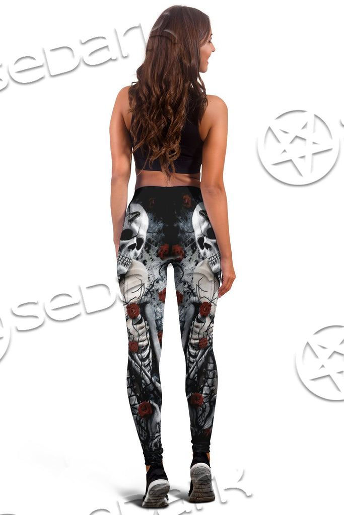 Gothic Skull And Rose SED-0638 Leggings Allover Print