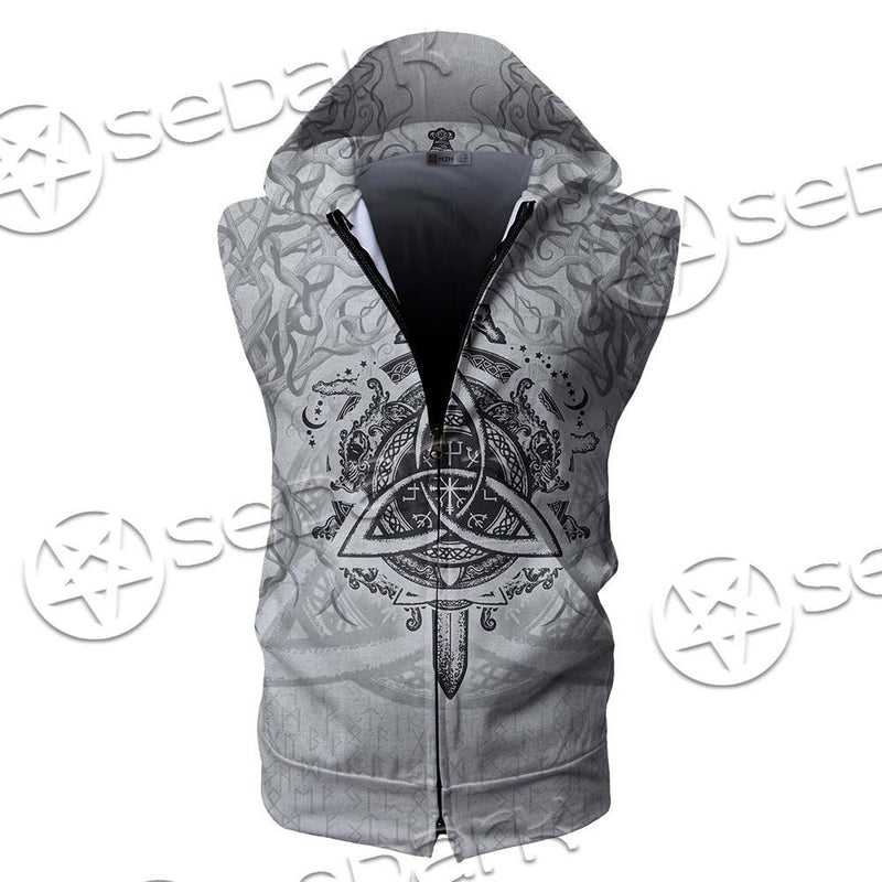 Ancient Viking Warrior Symbols SED-0659 Zip Sleeveless Hoodie