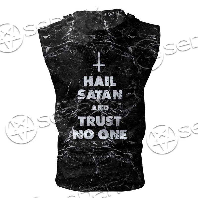 Hail Satan And Trust No One SED-0719 Zip Sleeveless Hoodie