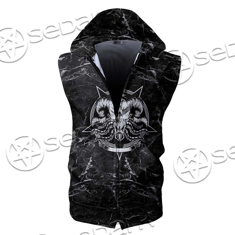 Hail Satan And Trust No One SED-0719 Zip Sleeveless Hoodie