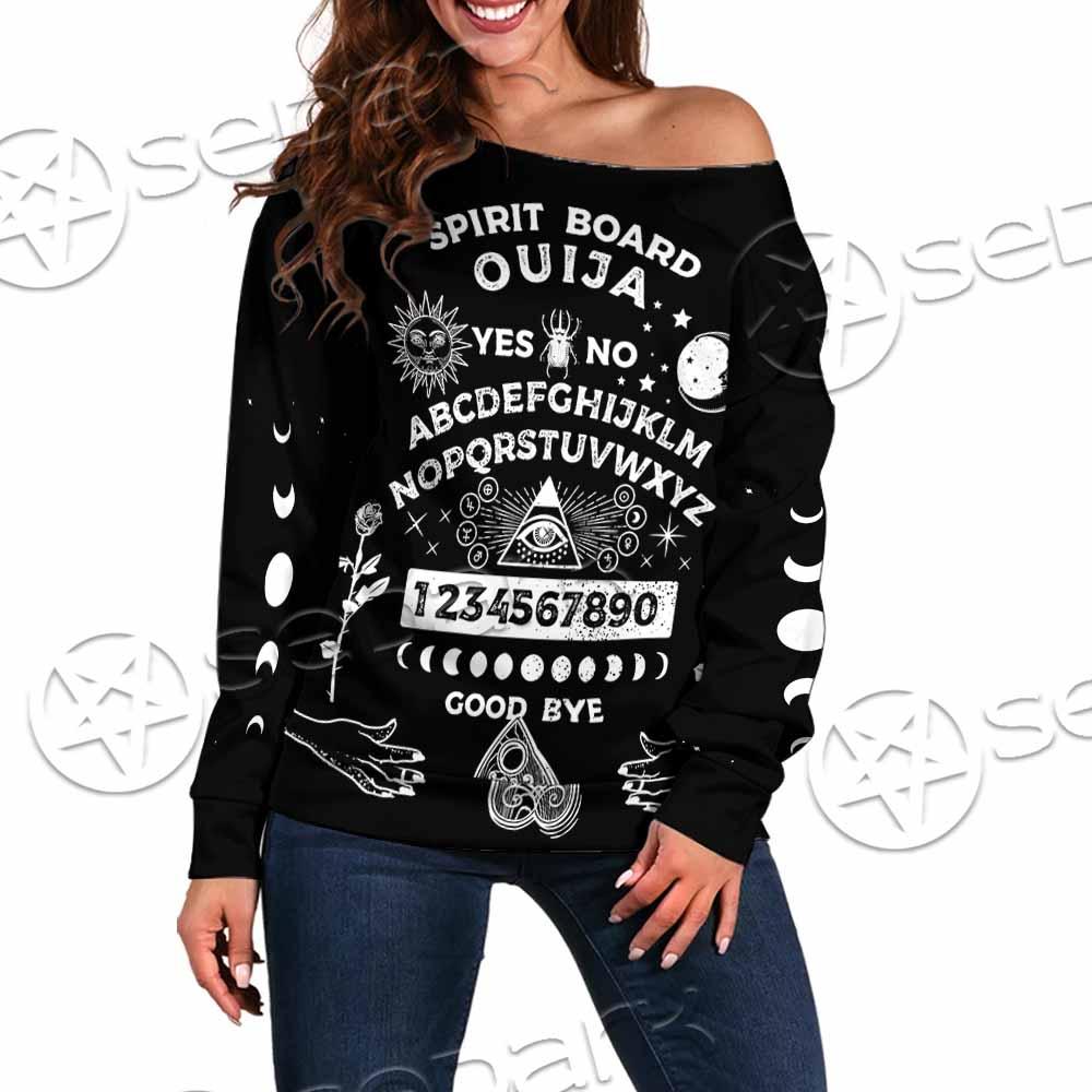 Gothic Spirit Board Ouija SED-0745 Off Shoulder Sweaters