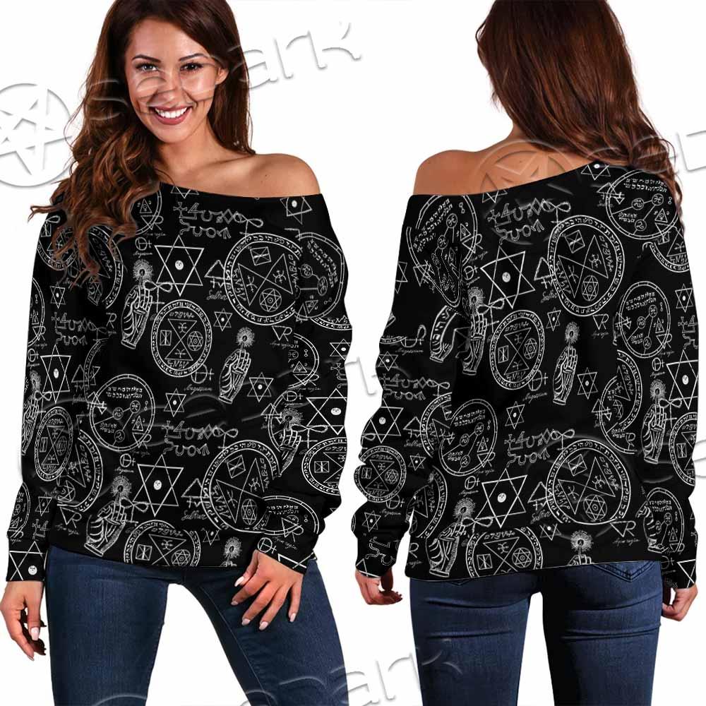 Gothic Witchy Occult SED-0747 Off Shoulder Sweaters