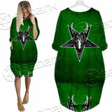 Gradiant Baphomet Green SED-0758 Batwing Pocket Dress