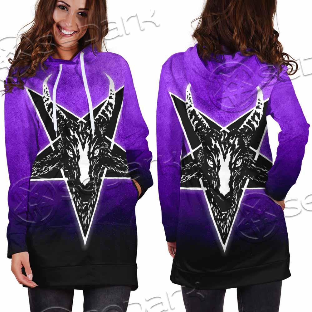 Gradiant Baphomet Purple SED-0759 Hoodie Dress