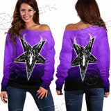 Gradiant Baphomet Purple SED-0759 Off Shoulder Sweaters