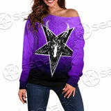 Gradiant Baphomet Purple SED-0759 Off Shoulder Sweaters