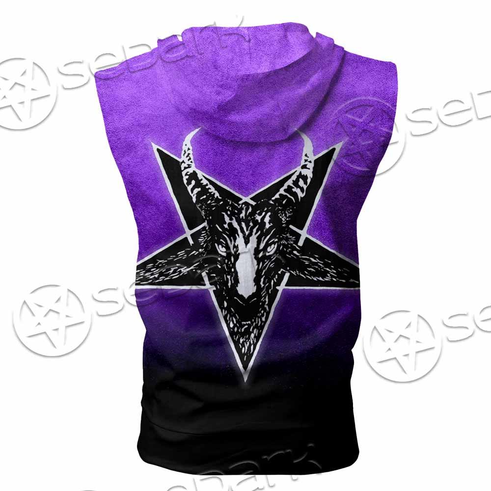 Gradiant Baphomet Purple SED-0759 Zip Sleeveless Hoodie