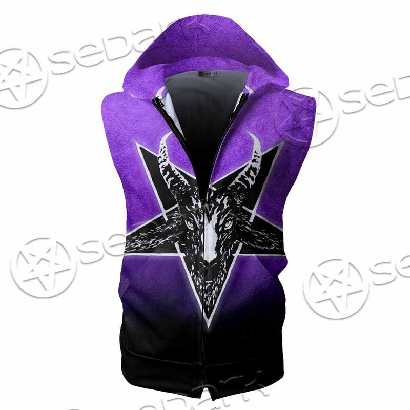 Gradiant Baphomet Purple SED-0759 Zip Sleeveless Hoodie