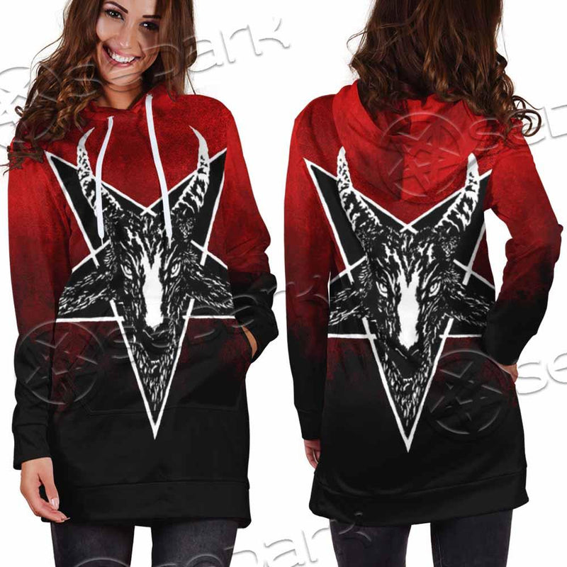 Gradiant Baphomet Red SED-0760 Hoodie Dress