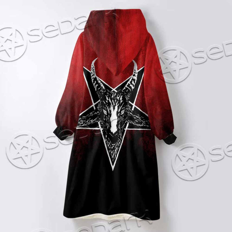 Gradiant Baphomet Red SED-0760 Oversized Sherpa Blanket Hoodie