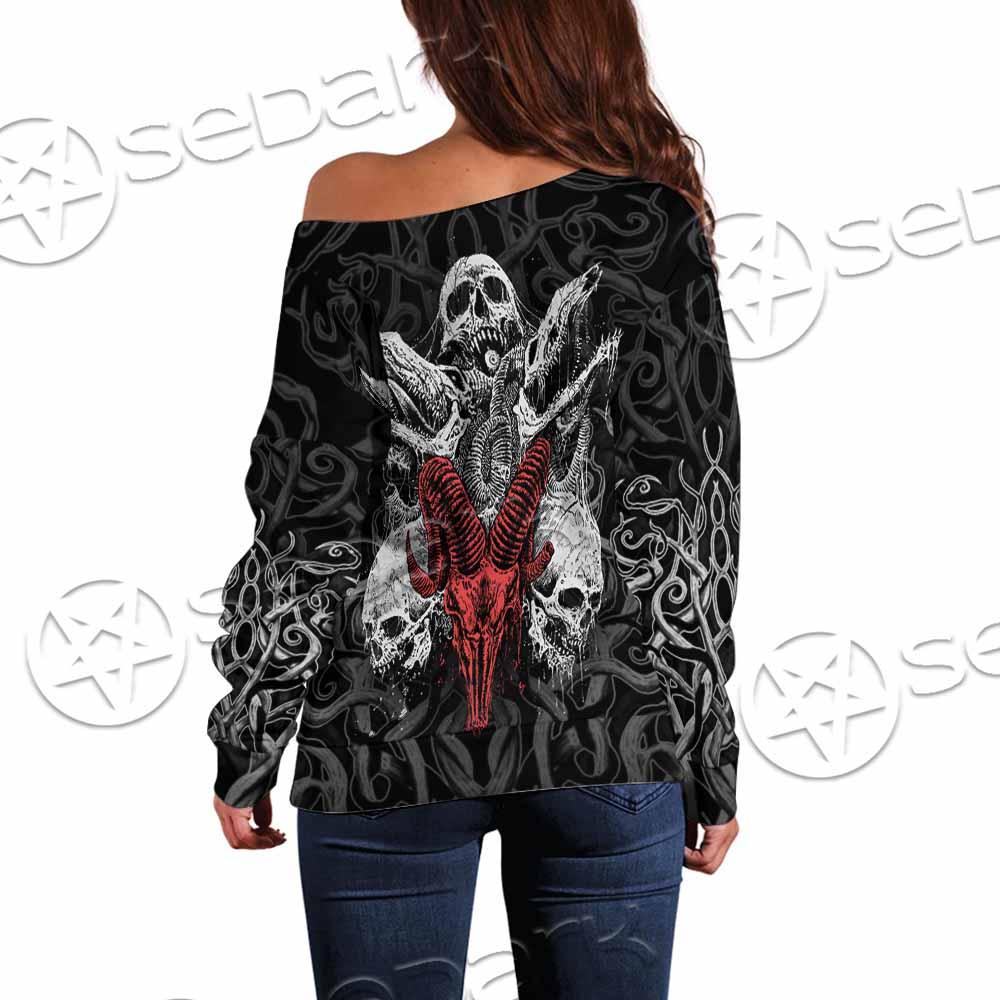 Skull Goat Head SED-0770 Off Shoulder Sweaters