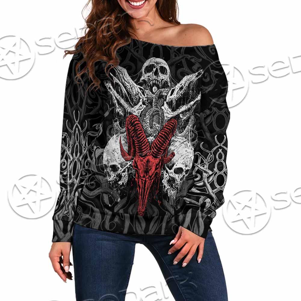 Skull Goat Head SED-0770 Off Shoulder Sweaters
