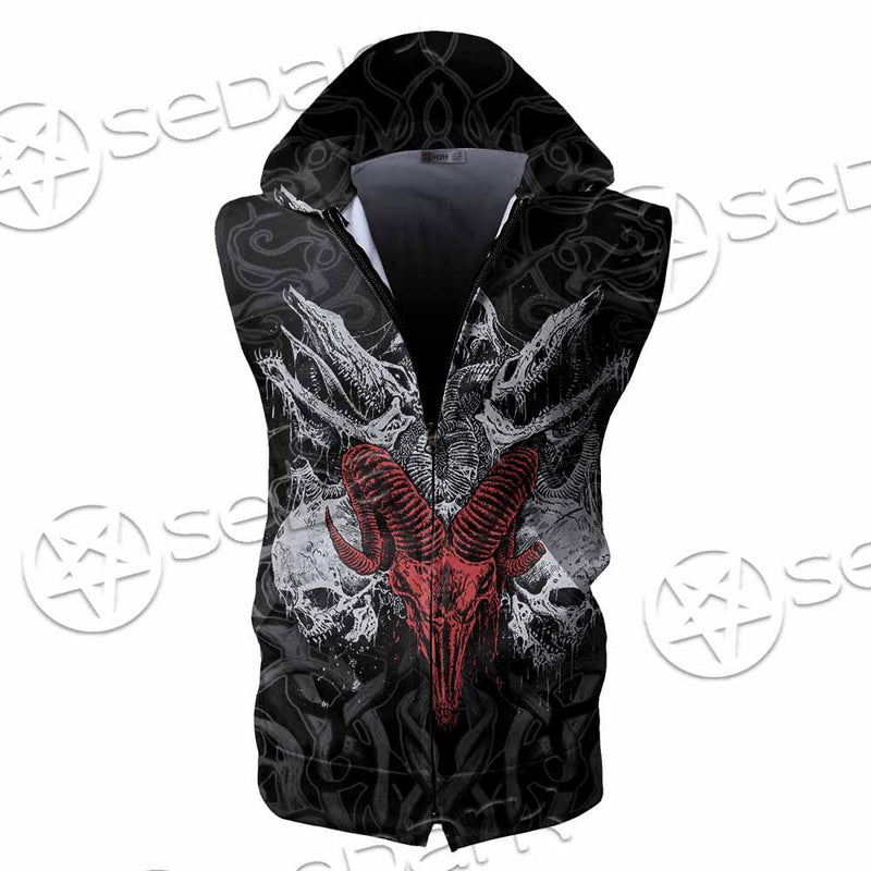 Skull Goat Head SED-0770 Zip Sleeveless Hoodie