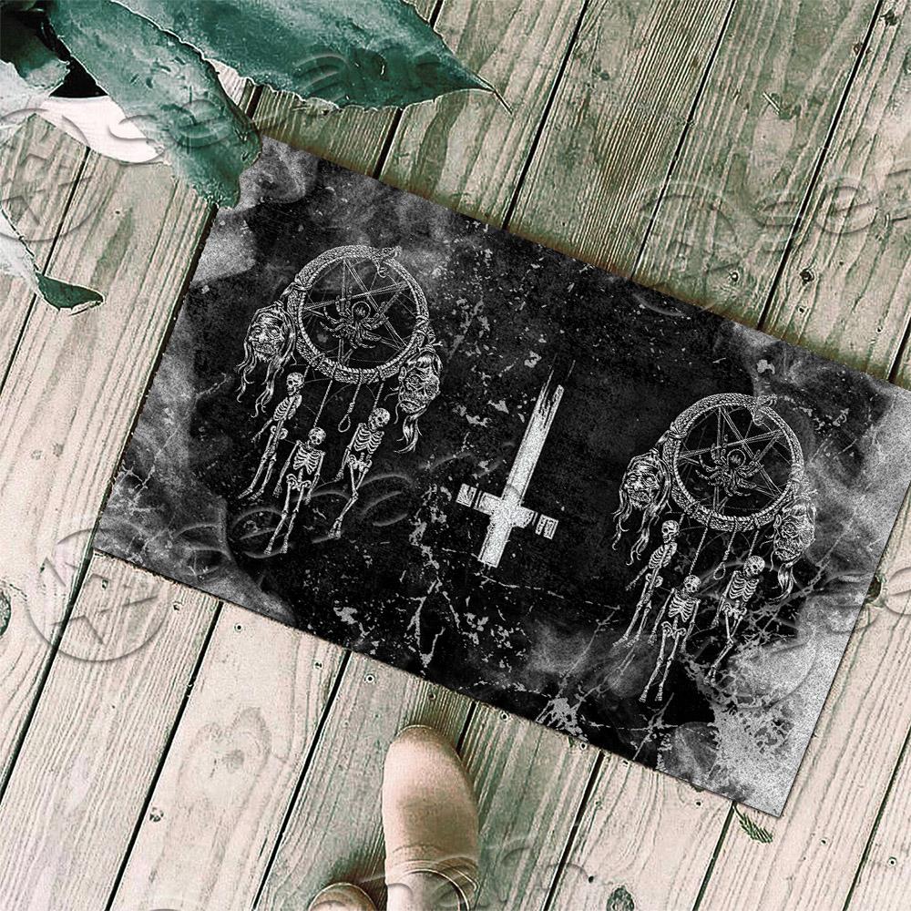Skull Dream Catcher Inverted Cross SED-0784 Door Mat