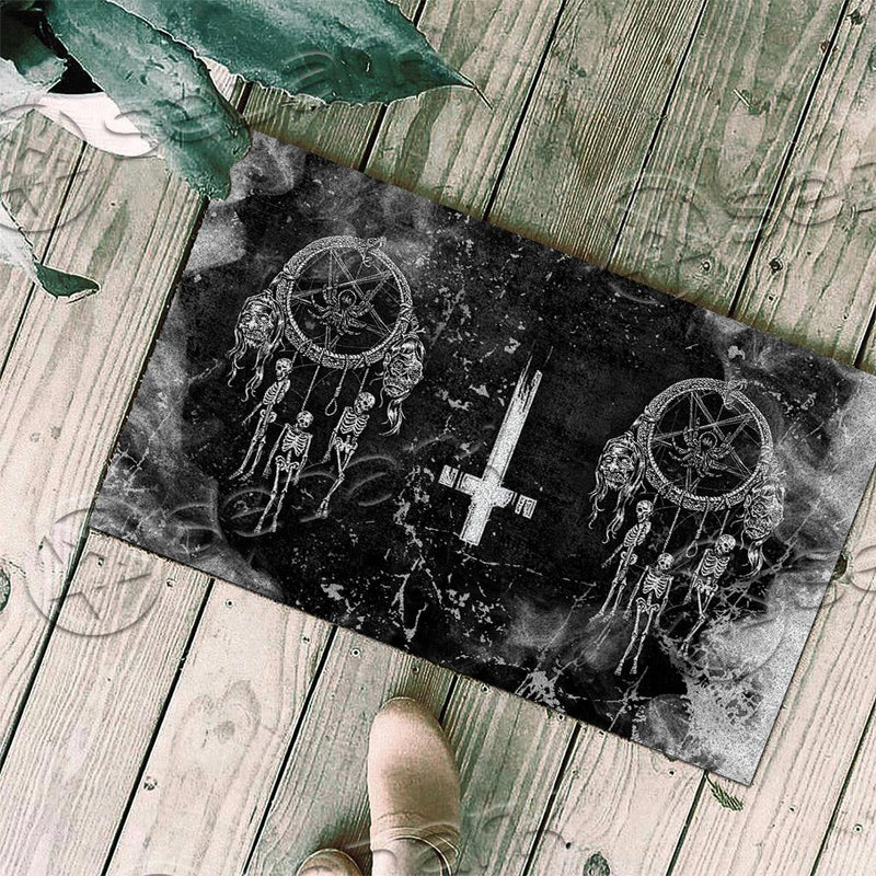 Skull Dream Catcher Inverted Cross SED-0784 Door Mat