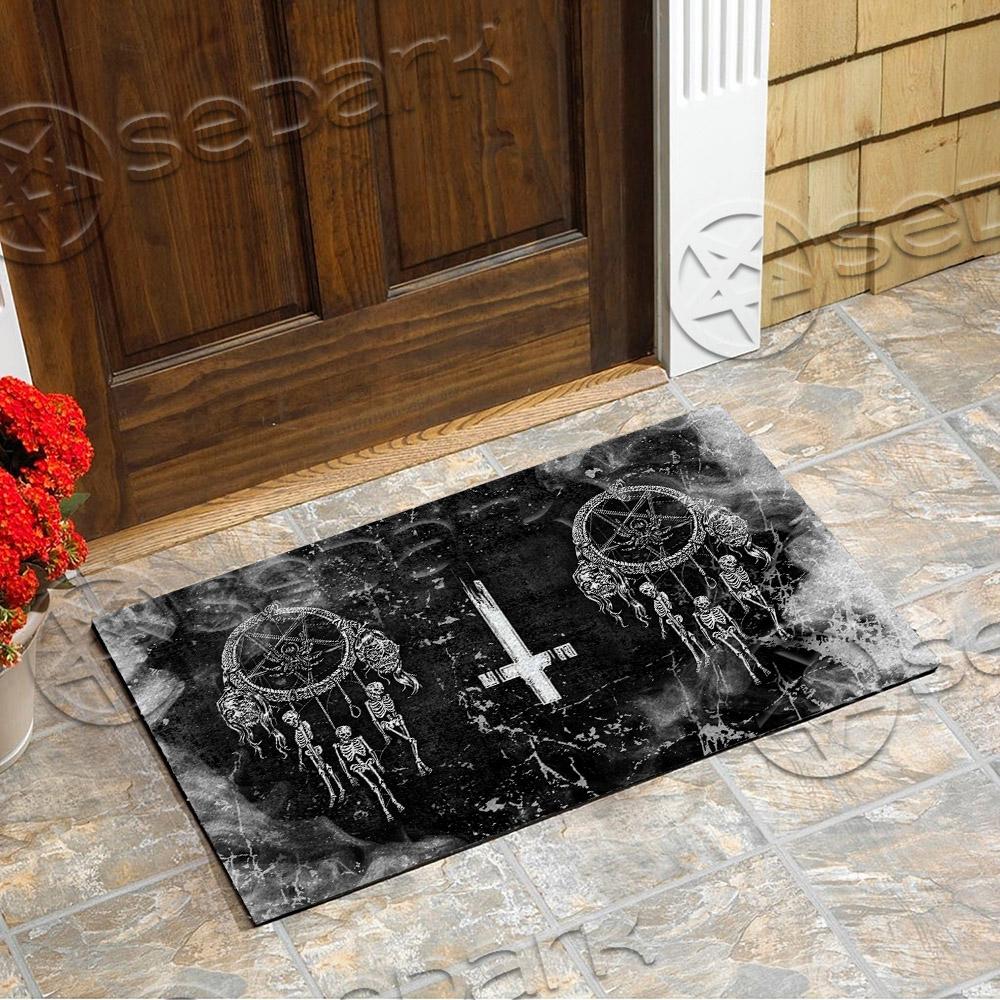 Skull Dream Catcher Inverted Cross SED-0784 Door Mat