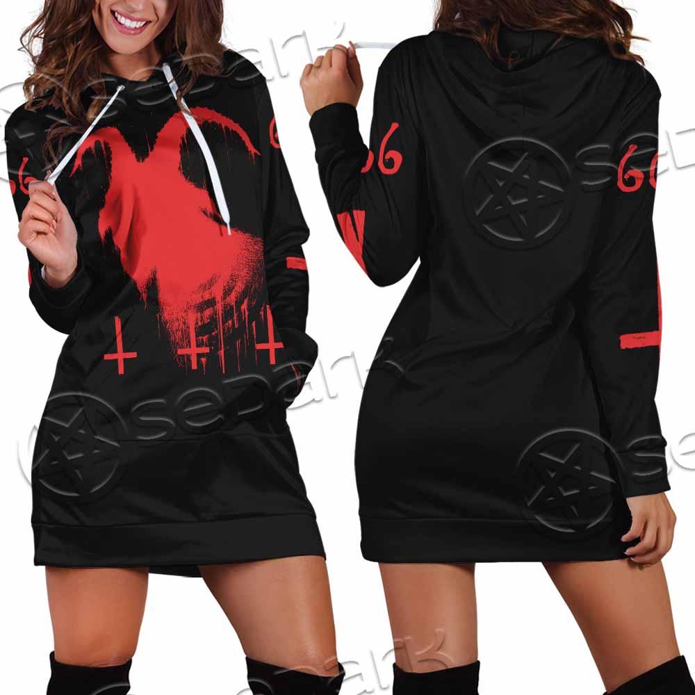 Goat Head Red 666 SED-0792 Hoodie Dress