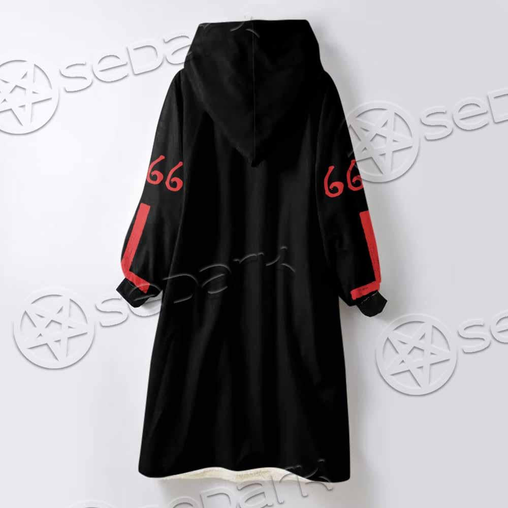 Goat Head Red 666 SED-0792 Oversized Sherpa Blanket Hoodie