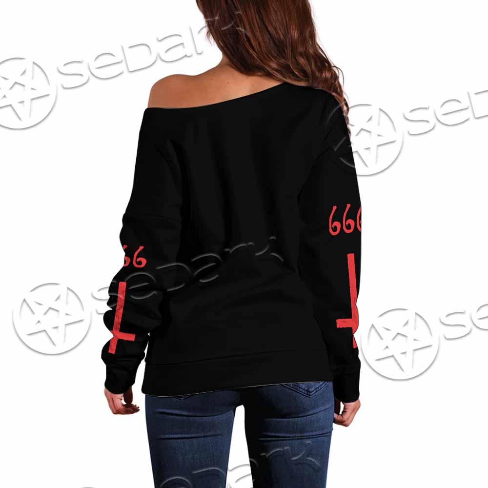 Goat Head Red 666 SED-0792 Off Shoulder Sweaters