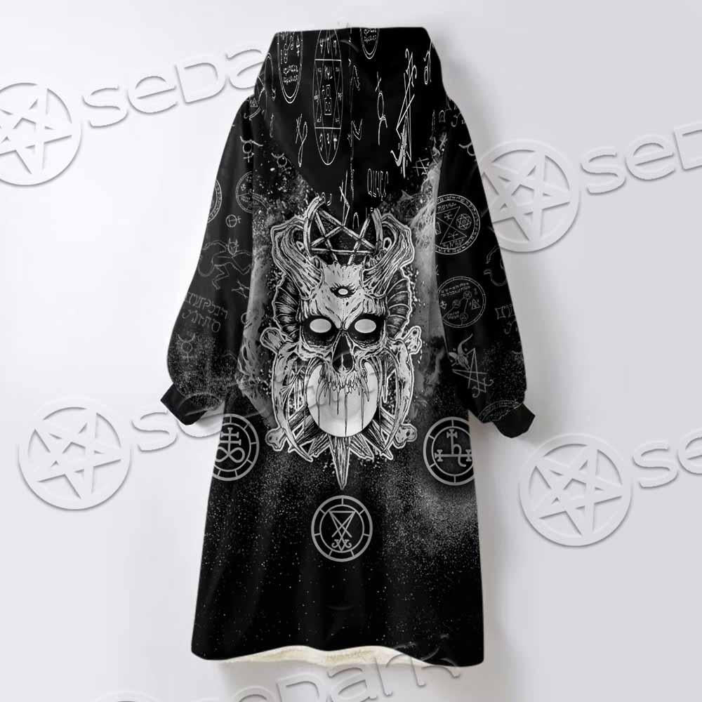 Skull Pentagram Scary SED-0803 Oversized Sherpa Blanket Hoodie