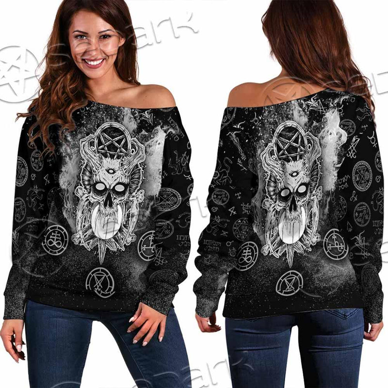 Skull Pentagram Scary SED-0803 Off Shoulder Sweaters