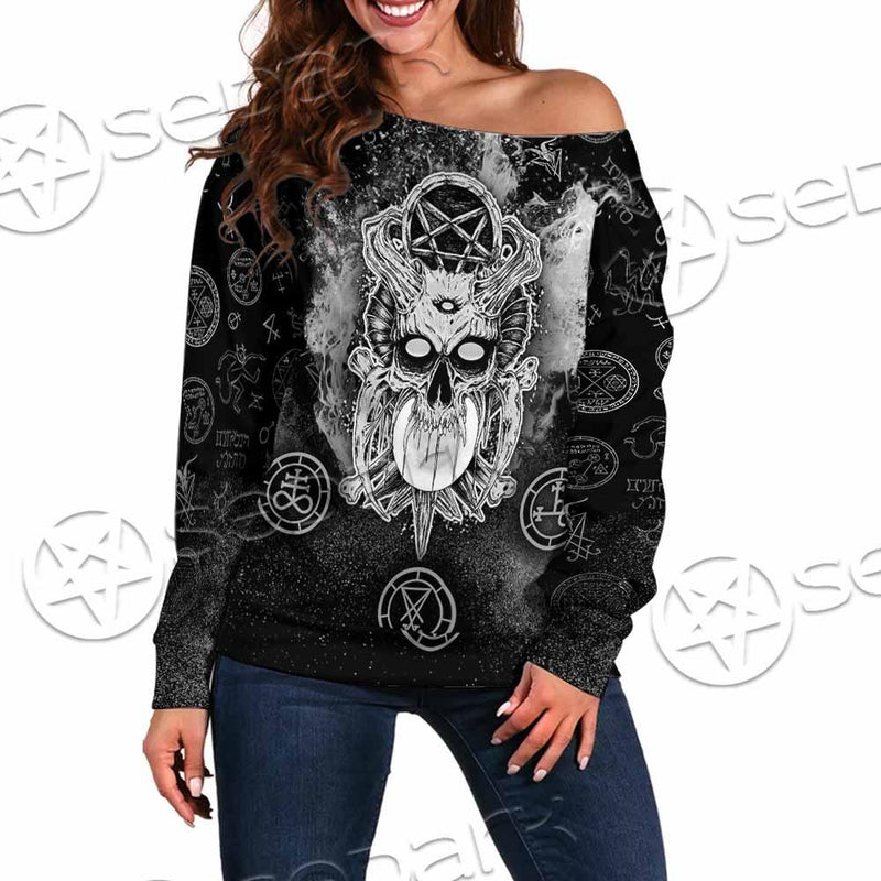 Skull Pentagram Scary SED-0803 Off Shoulder Sweaters