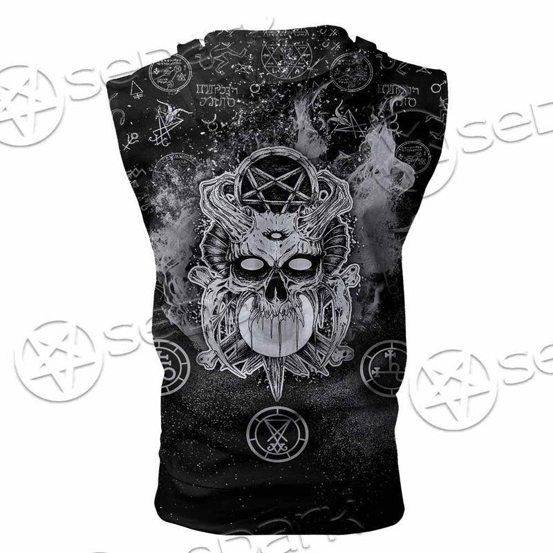 Skull Pentagram Scary SED-0803 Zip Sleeveless Hoodie