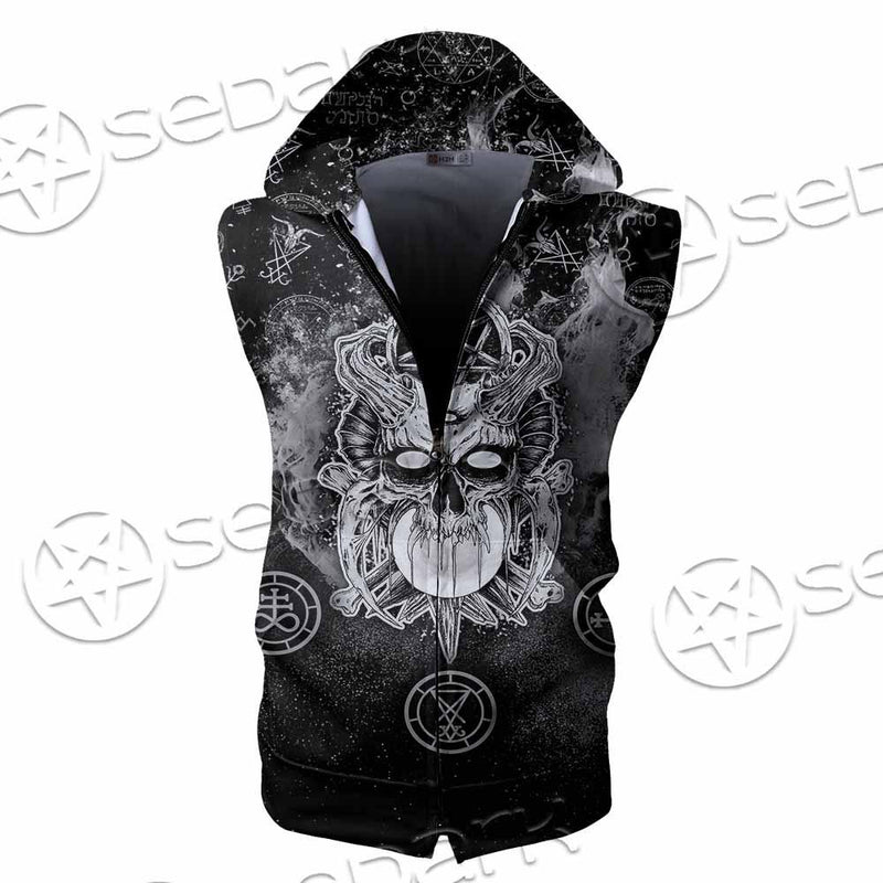 Skull Pentagram Scary SED-0803 Zip Sleeveless Hoodie