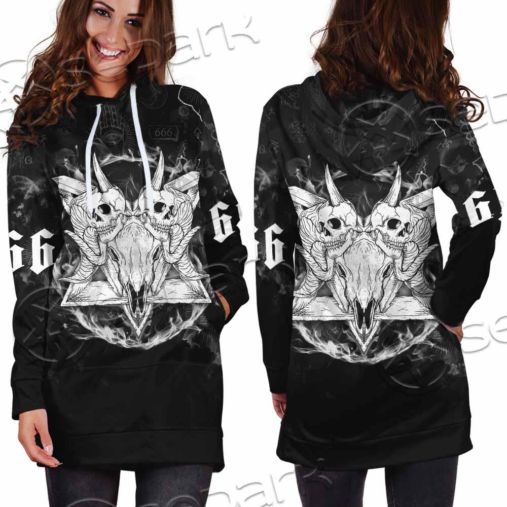 Skull Goat Head 666 SED-0808 Hoodie Dress
