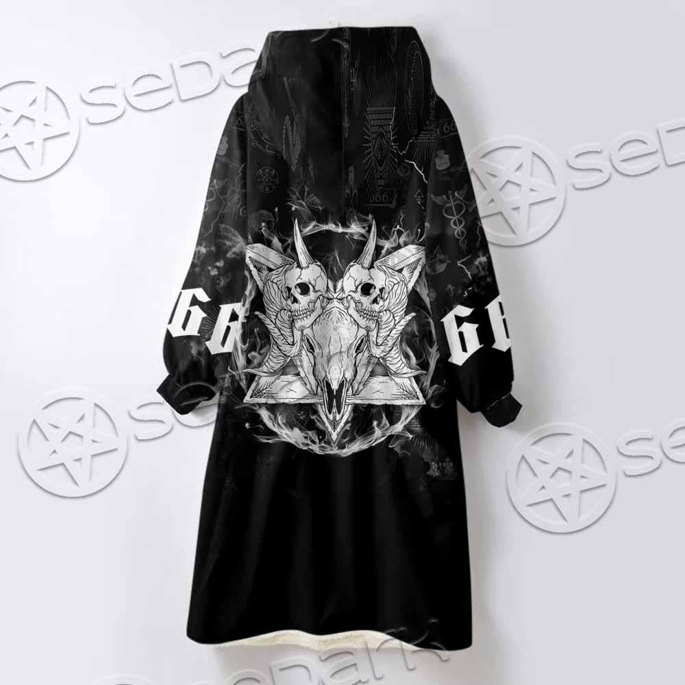 Skull Goat Head 666 SED-0808 Oversized Sherpa Blanket Hoodie