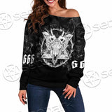 Skull Goat Head 666 SED-0808 Off Shoulder Sweaters