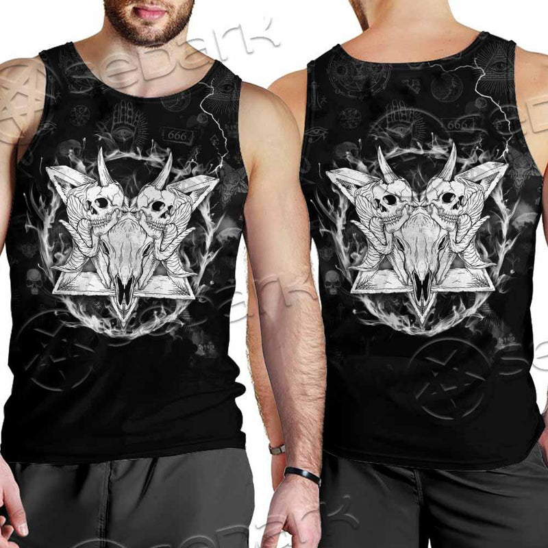 Skull Goat Head 666 SED-0808 Men Tank-tops
