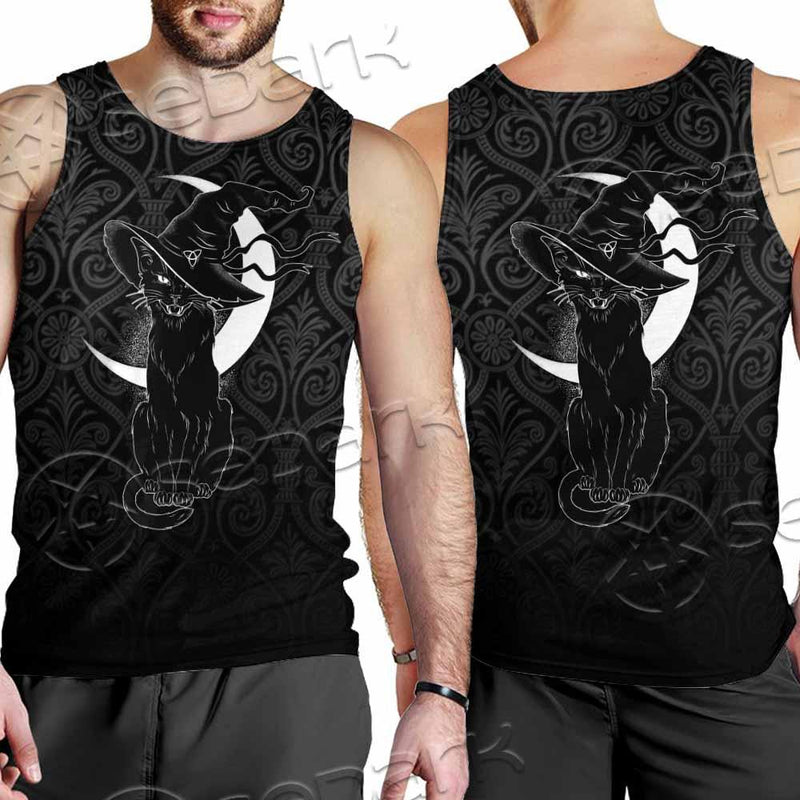 Gothic Moon Black Cat SED-0812 Men Tank-tops