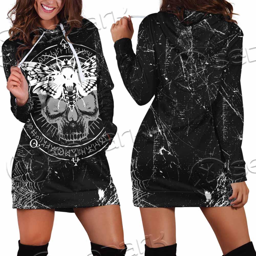 Goth Death Moth SED-0838 Hoodie Dress