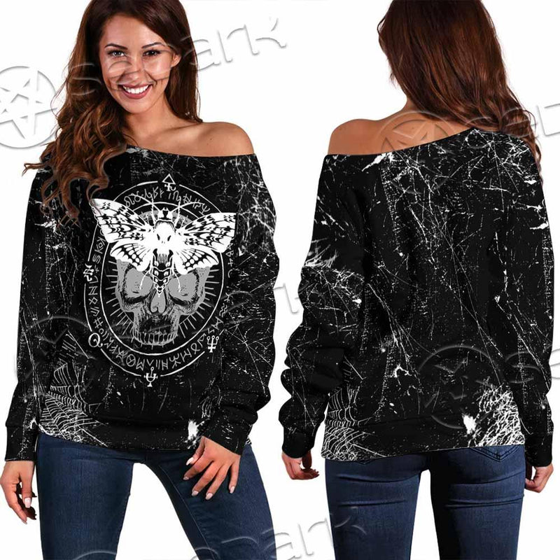 Goth Death Moth SED-0838 Off Shoulder Sweaters