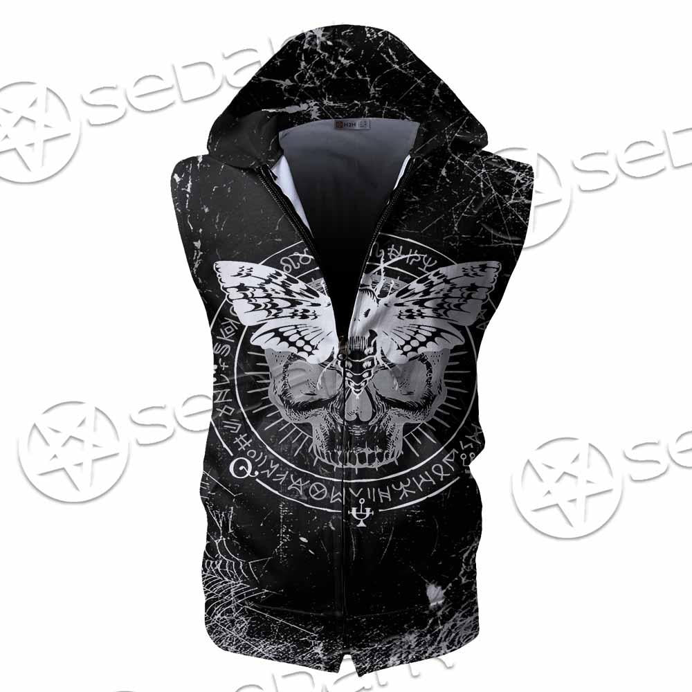Goth Death Moth SED-0838 Zip Sleeveless Hoodie