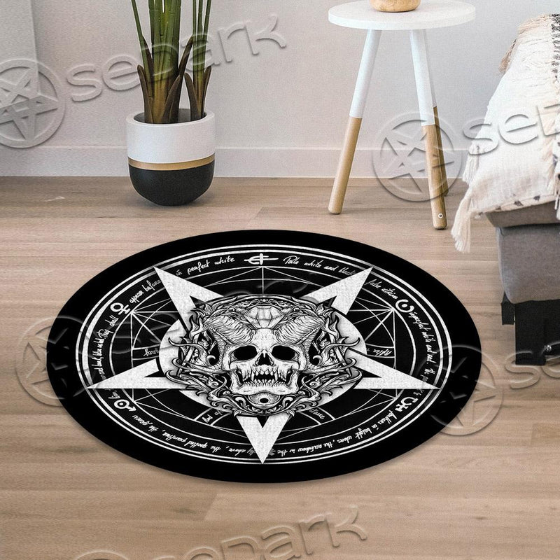 Skull Pentagram Scary SED-0846 Round Carpet
