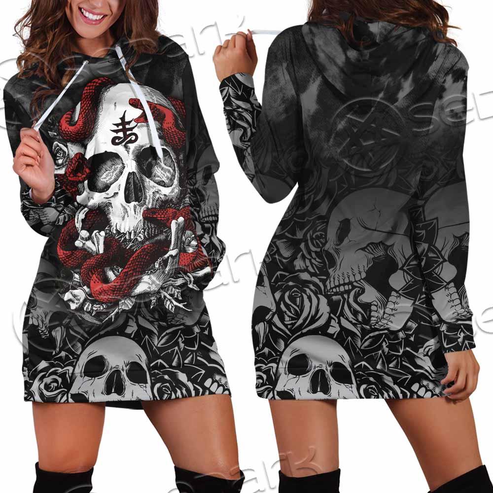 Skull Rose Snake Brimstone SED-0850 Hoodie Dress