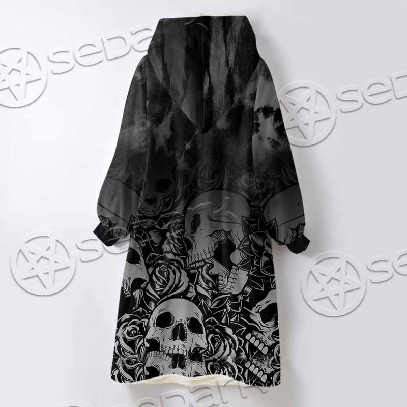 Skull Rose Snake Brimstone SED-0850 Oversized Sherpa Blanket Hoodie