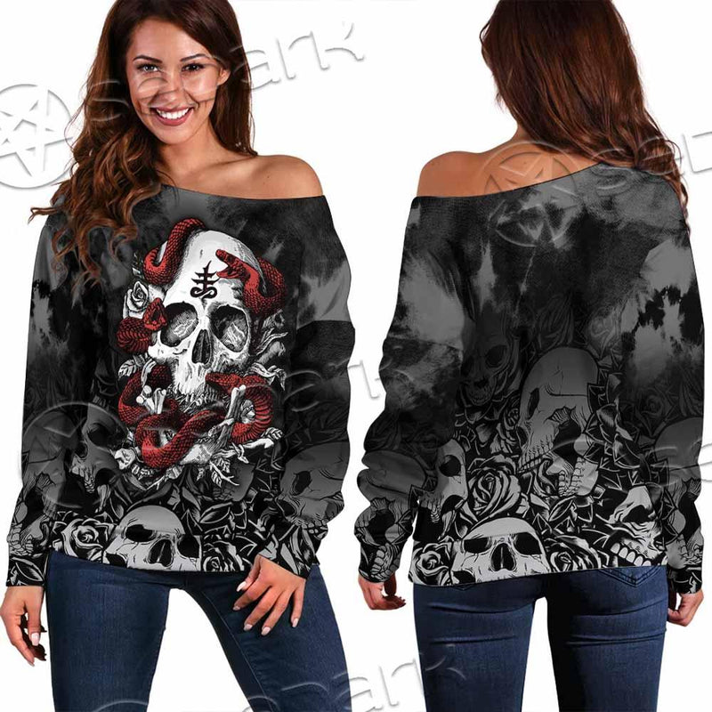 Skull Rose Snake Brimstone SED-0850 Off Shoulder Sweaters