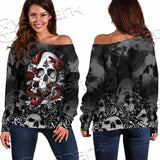 Skull Rose Snake Brimstone SED-0850 Off Shoulder Sweaters